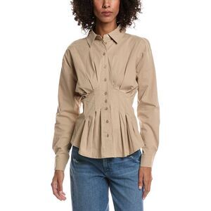 Luxe Always Womens  Pleated Shirt, Beige
